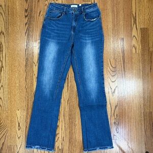 a loves a Medium Wash Blue Raw Hem Jeans — Comfortable Stretch Denim